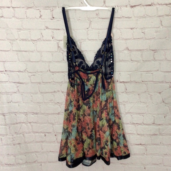 Spree Intimates Floral Lace & Sequins Babydoll with Matching Panty - Size Small - Picture 5 of 8